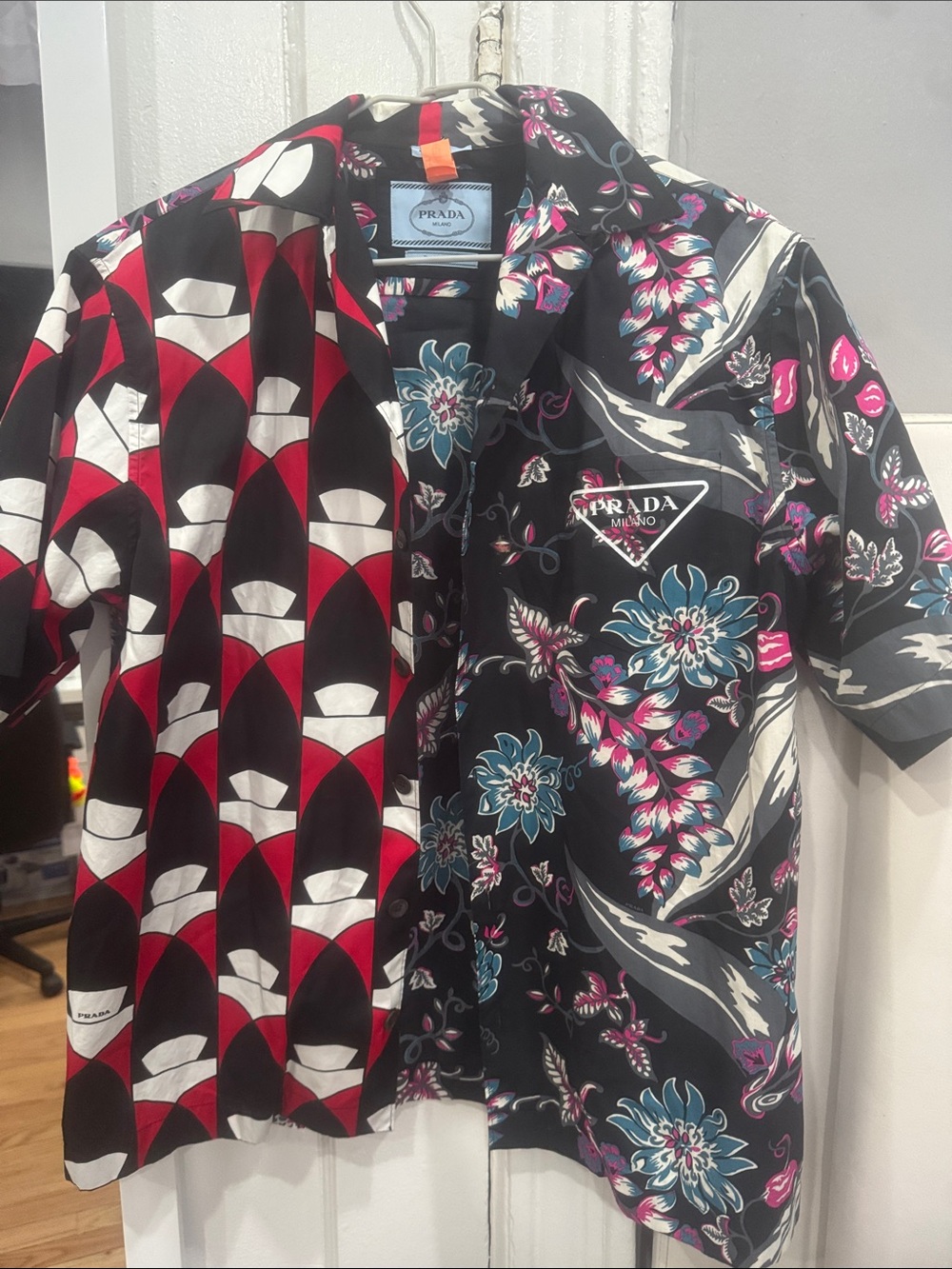 Black Floral Split Button Up Shirt